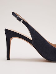 Phase Eight Blue Suede Pointed Bow Slingbacks - Image 7 of 7