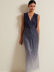 Phase Eight Black Sara Metallic Jersey Maxi Dress - Image 3 of 7