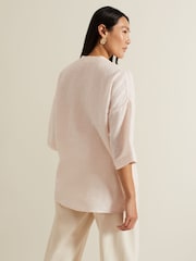 Phase Eight Pink Posie Button Front 100% Linen Shirt - Image 2 of 6