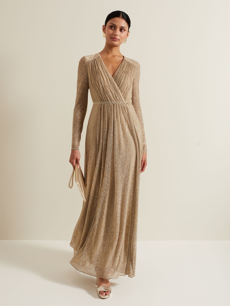 Phase Eight Metallic Masie Metallic Jersey Maxi Dress - Image 2 of 8