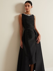 Phase Eight Black Yisanne Black Satin Embelished Dress - Image 3 of 7