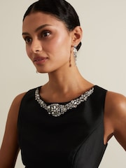 Phase Eight Black Yisanne Black Satin Embelished Dress - Image 4 of 7