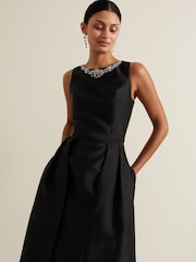 Phase Eight Black Yisanne Black Satin Embelished Dress - Image 6 of 7