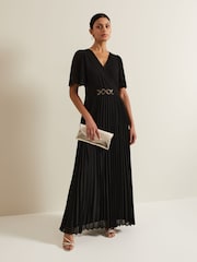 Phase Eight Black Yasmina Pleated Maxi Dress - Image 1 of 7