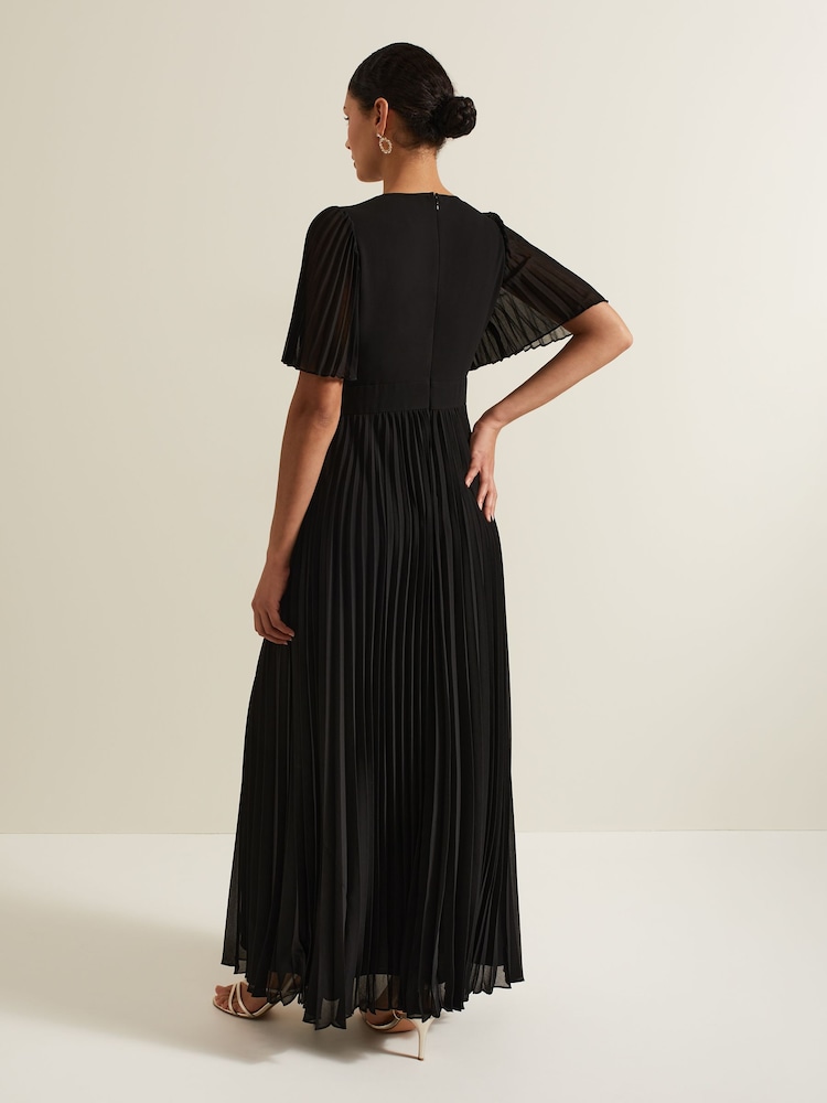 Phase Eight Black Yasmina Pleated Maxi Dress - Image 2 of 7