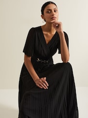Phase Eight Black Yasmina Pleated Maxi Dress - Image 6 of 7