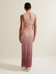 Phase Eight Pink Becka Fringe Sequin Maxi Dress - Image 2 of 7