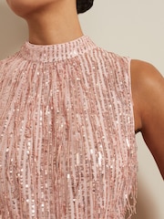 Phase Eight Pink Becka Fringe Sequin Maxi Dress - Image 5 of 7