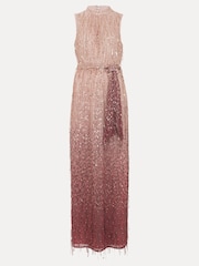 Phase Eight Pink Becka Fringe Sequin Maxi Dress - Image 7 of 7