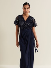 Phase Eight Blue Petite Minty Sequin Bodice Maxi Dress - Image 3 of 7