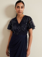 Phase Eight Blue Petite Minty Sequin Bodice Maxi Dress - Image 4 of 7