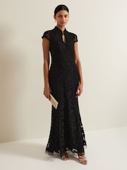 Phase Eight Black Wenda Tapework Maxi Dress - Image 1 of 7