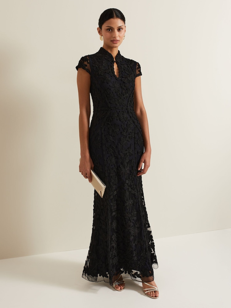 Phase Eight Black Wenda Tapework Maxi Dress - Image 1 of 7