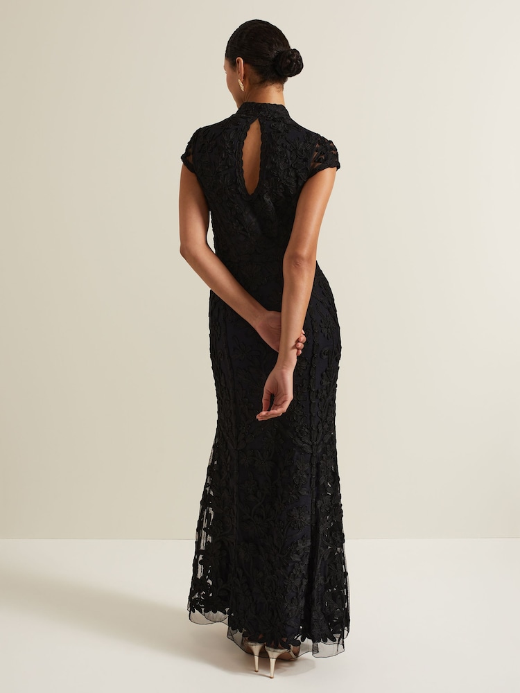Phase Eight Black Wenda Tapework Maxi Dress - Image 2 of 7