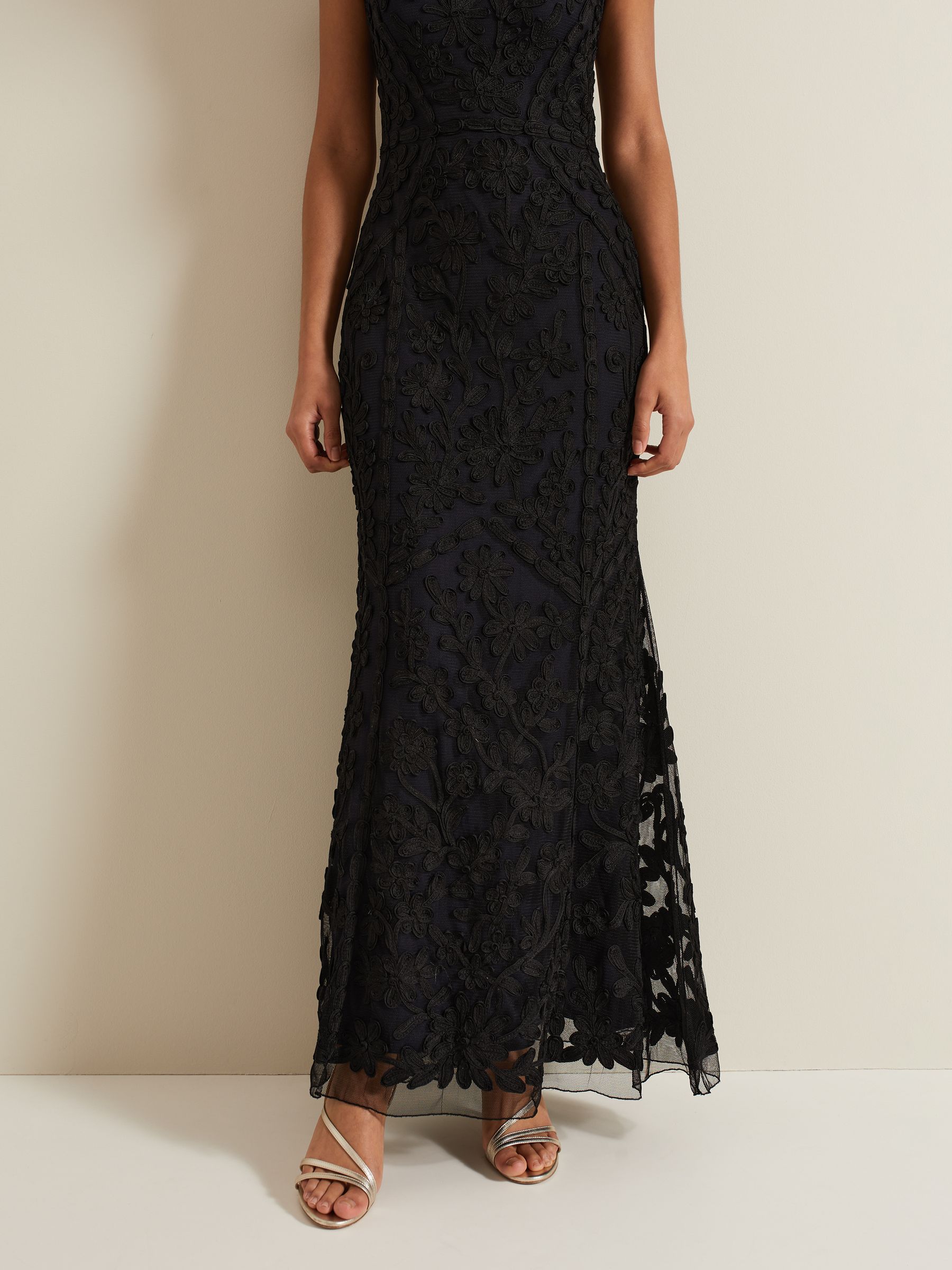 Phase Eight Black Wenda Tapework Maxi Dress | Laura Ashley