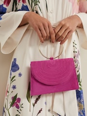 Phase Eight Pink Ring Handle Suede Mini Bag - Image 2 of 6