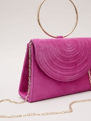Phase Eight Pink Ring Handle Suede Mini Bag - Image 4 of 6