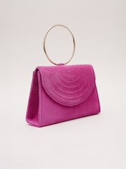 Phase Eight Pink Ring Handle Suede Mini Bag - Image 5 of 6