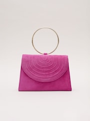 Phase Eight Pink Ring Handle Suede Mini Bag - Image 6 of 6