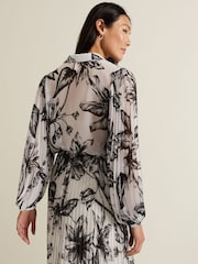 Phase Eight White Sienna Floral Pleat Sleeve Blouse - Image 2 of 7