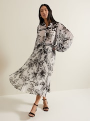Phase Eight White Sienna Floral Pleat Sleeve Blouse - Image 3 of 7