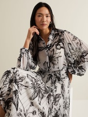 Phase Eight White Sienna Floral Pleat Sleeve Blouse - Image 4 of 7