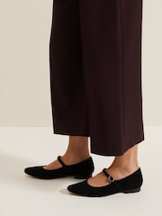 Phase Eight Black Leather Square Toe Mary Jane Shoes - Image 4 of 7