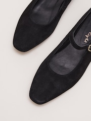 Phase Eight Black Leather Square Toe Mary Jane Shoes - Image 5 of 7