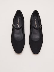 Phase Eight Black Leather Square Toe Mary Jane Shoes - Image 6 of 7