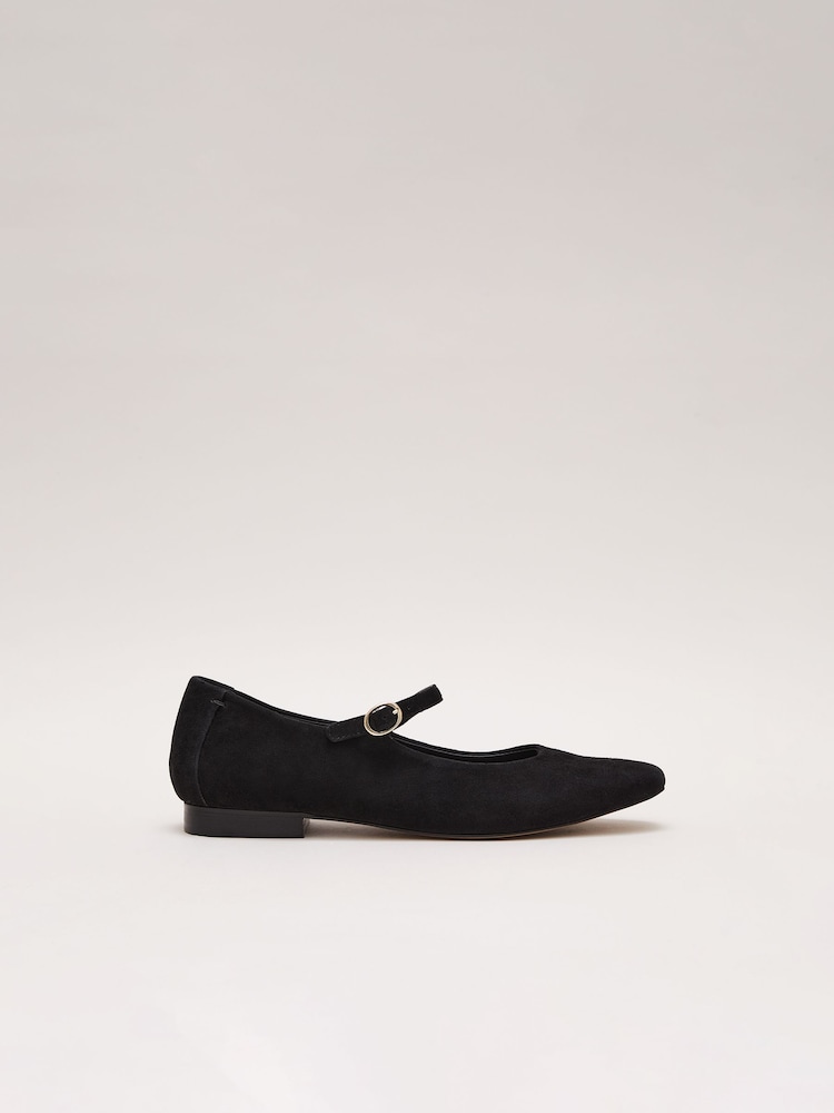 Phase Eight Black Leather Square Toe Mary Jane Shoes - Image 7 of 7