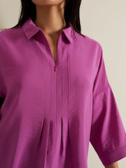 Phase Eight Pink Cynthia Pleat Zip Front Shirt - Image 4 of 6