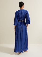 Phase Eight Blue Venetia Pleat Beaded Maxi Dress - Image 2 of 7