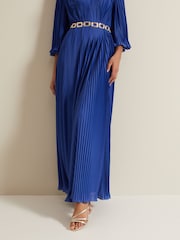 Phase Eight Blue Venetia Pleat Beaded Maxi Dress - Image 5 of 7