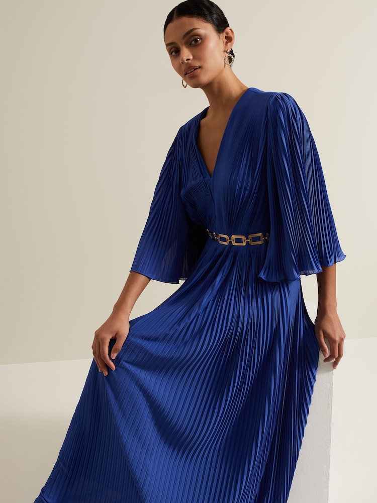 Buy Phase Eight Blue Venetia Pleat Beaded Maxi Dress from the Next