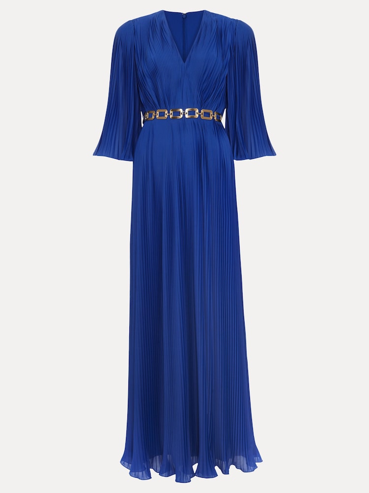 Phase Eight Blue Venetia Pleat Beaded Maxi Dress - Image 7 of 7