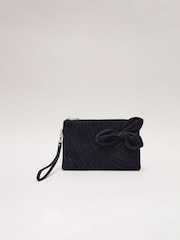 Phase Eight Blue Suede Structured Bow Clutch Bag - Image 1 of 6