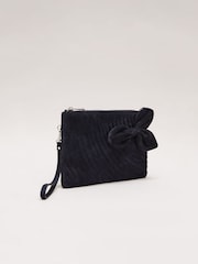 Phase Eight Blue Suede Structured Bow Clutch Bag - Image 2 of 6