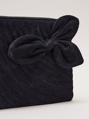 Phase Eight Blue Suede Structured Bow Clutch Bag - Image 3 of 6
