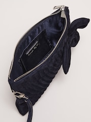 Phase Eight Blue Suede Structured Bow Clutch Bag - Image 4 of 6