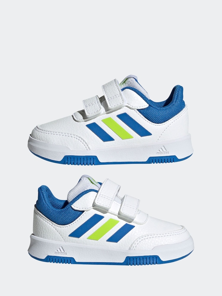 adidas White/Blue/Lime Black Tensaur Sport Hook and Loop Trainers - Image 5 of 9