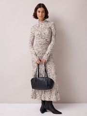 Ro&Zo Animal Petite Snake Print Ruched Front Dress - Image 3 of 6
