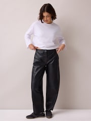 Ro&Zo Leather Barrel Leg Trousers - 6суретінің 1 суреті