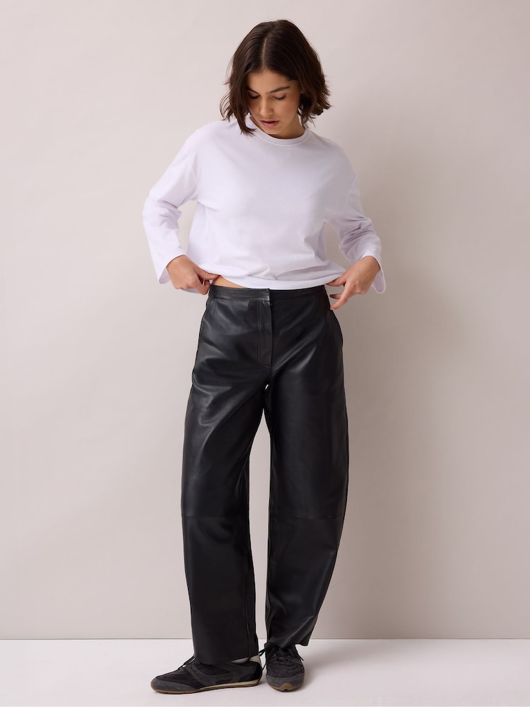 Ro&Zo Leather Barrel Leg Trousers - 6суретінің 1 суреті