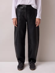 Ro&Zo Leather Barrel Leg Trousers - 6суретінің 4 суреті