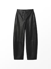 Ro&Zo Leather Barrel Leg Trousers - 6суретінің 6 суреті