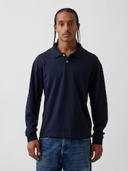 Gap Navy Oversized Pique Polo Shirt - Image 1 of 3