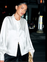 Ro&Zo Satin Statement Collar Shirt - Slika 1 od 5