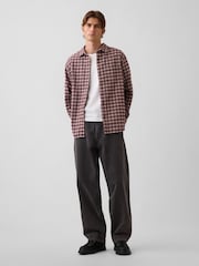 Gap Burgundy Check Relaxed Flannel Shirt - Image 3 of 4