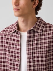Gap Burgundy Check Relaxed Flannel Shirt - Image 4 of 4