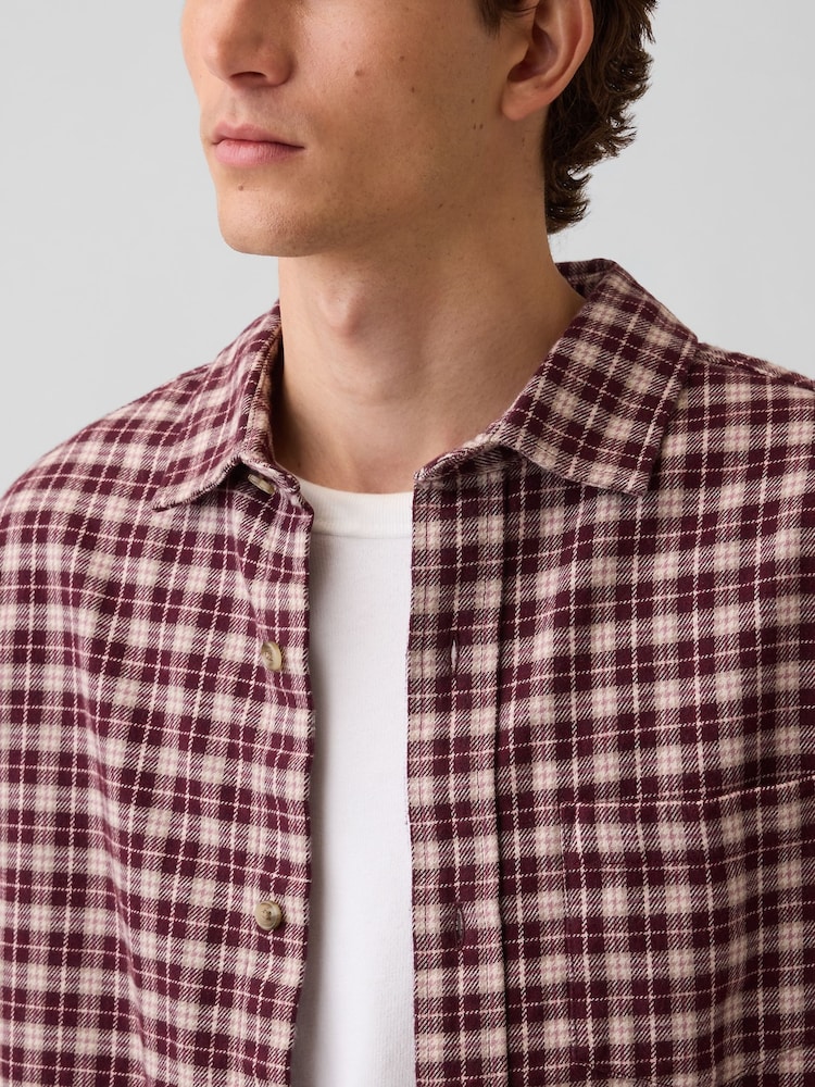 Gap Burgundy Check Relaxed Flannel Shirt - Image 4 of 4 Gap Burgundy Check Relaxed Flannel Shirt - Image 4 of 4